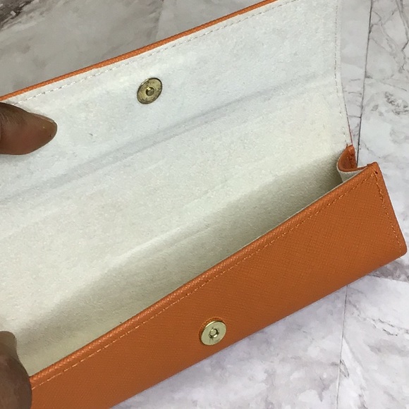 Tory Burch Glasses Case, Orange eyeglass case. - Picture 3 of 5